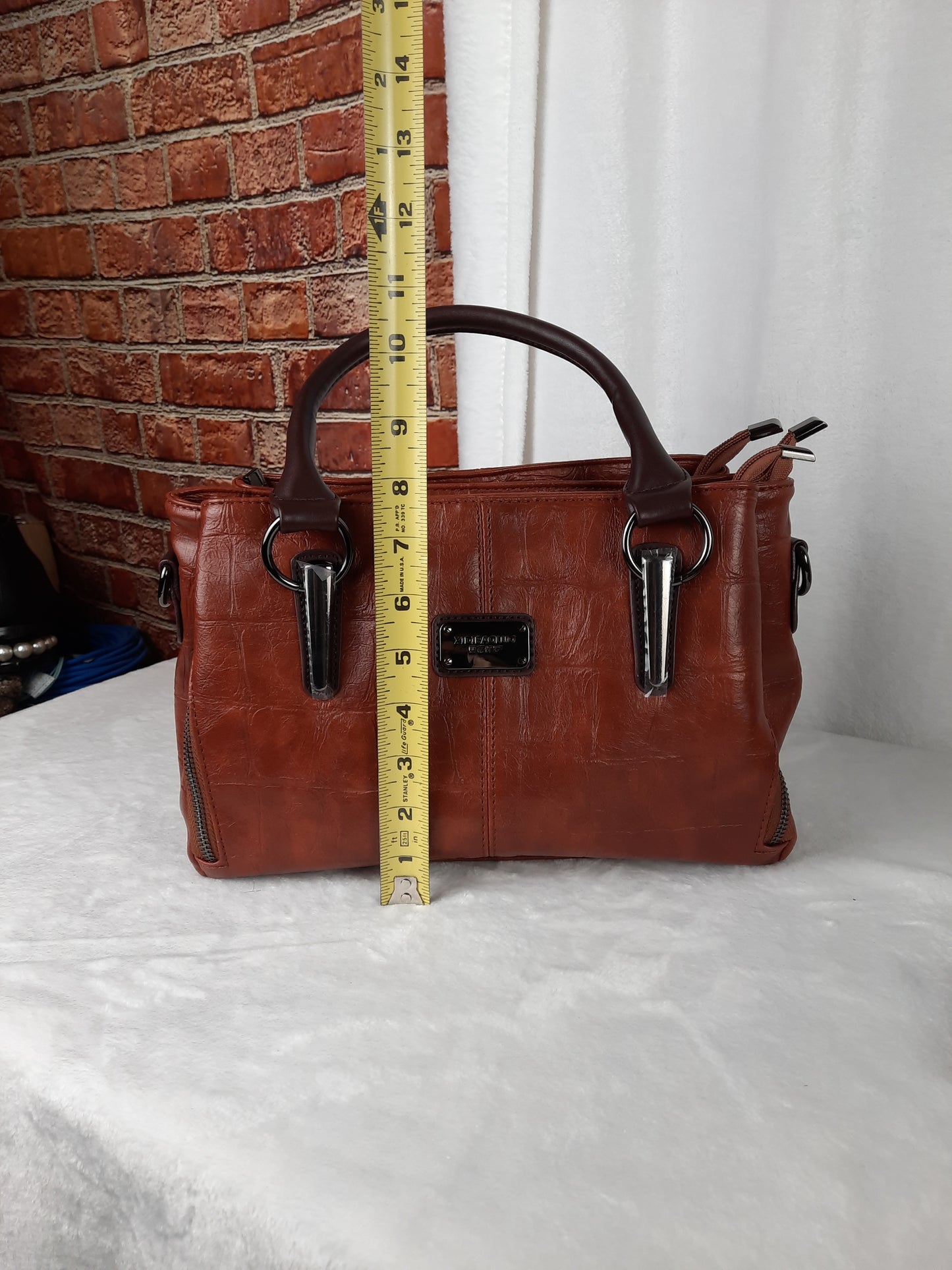 Xidibaoluo Brown Vegan Leather Bag With Crossbody Strap