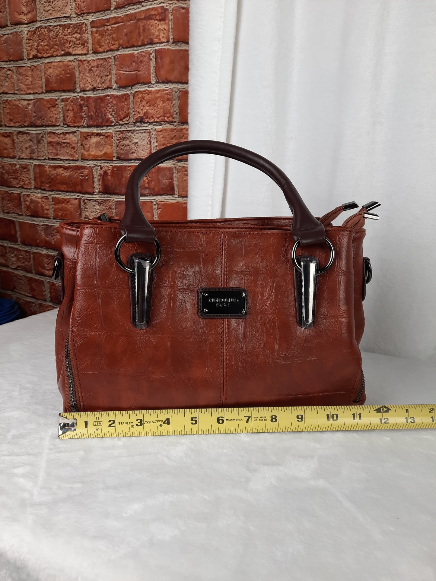 Xidibaoluo Brown Vegan Leather Bag With Crossbody Strap