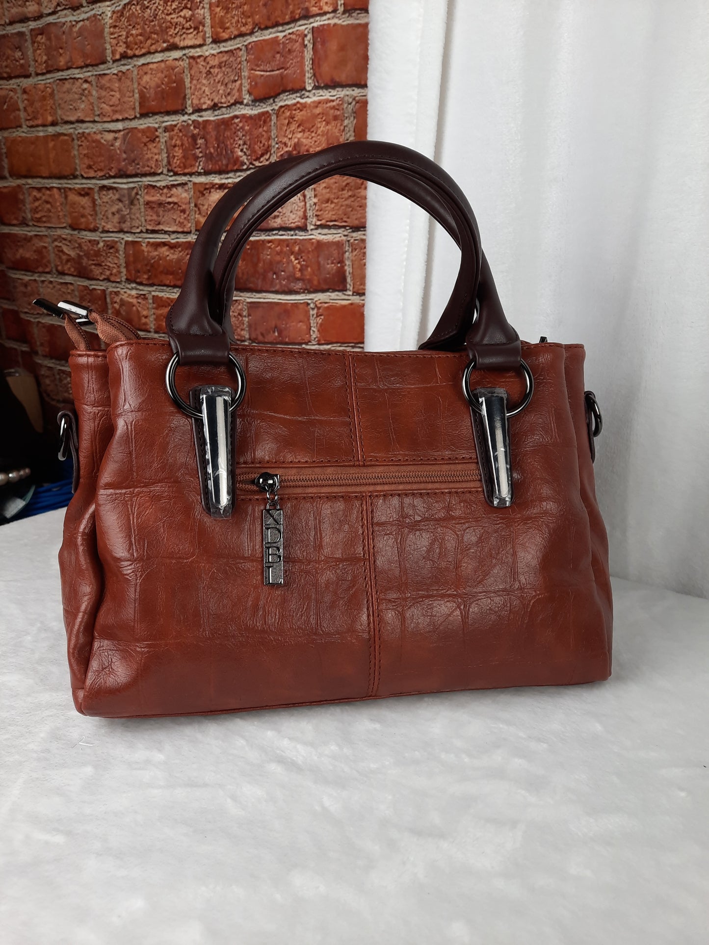 Xidibaoluo Brown Vegan Leather Bag With Crossbody Strap