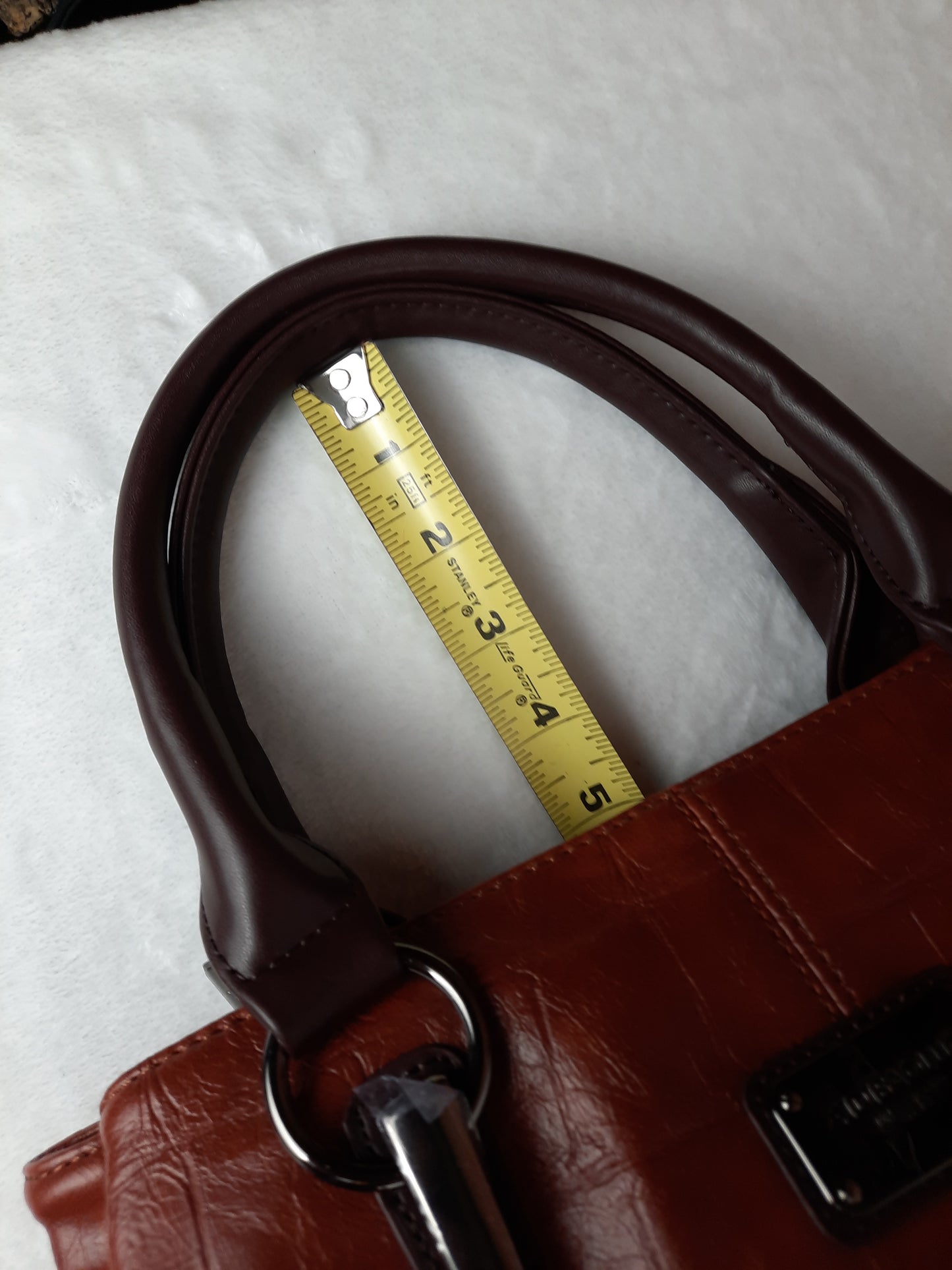 Xidibaoluo Brown Vegan Leather Bag With Crossbody Strap