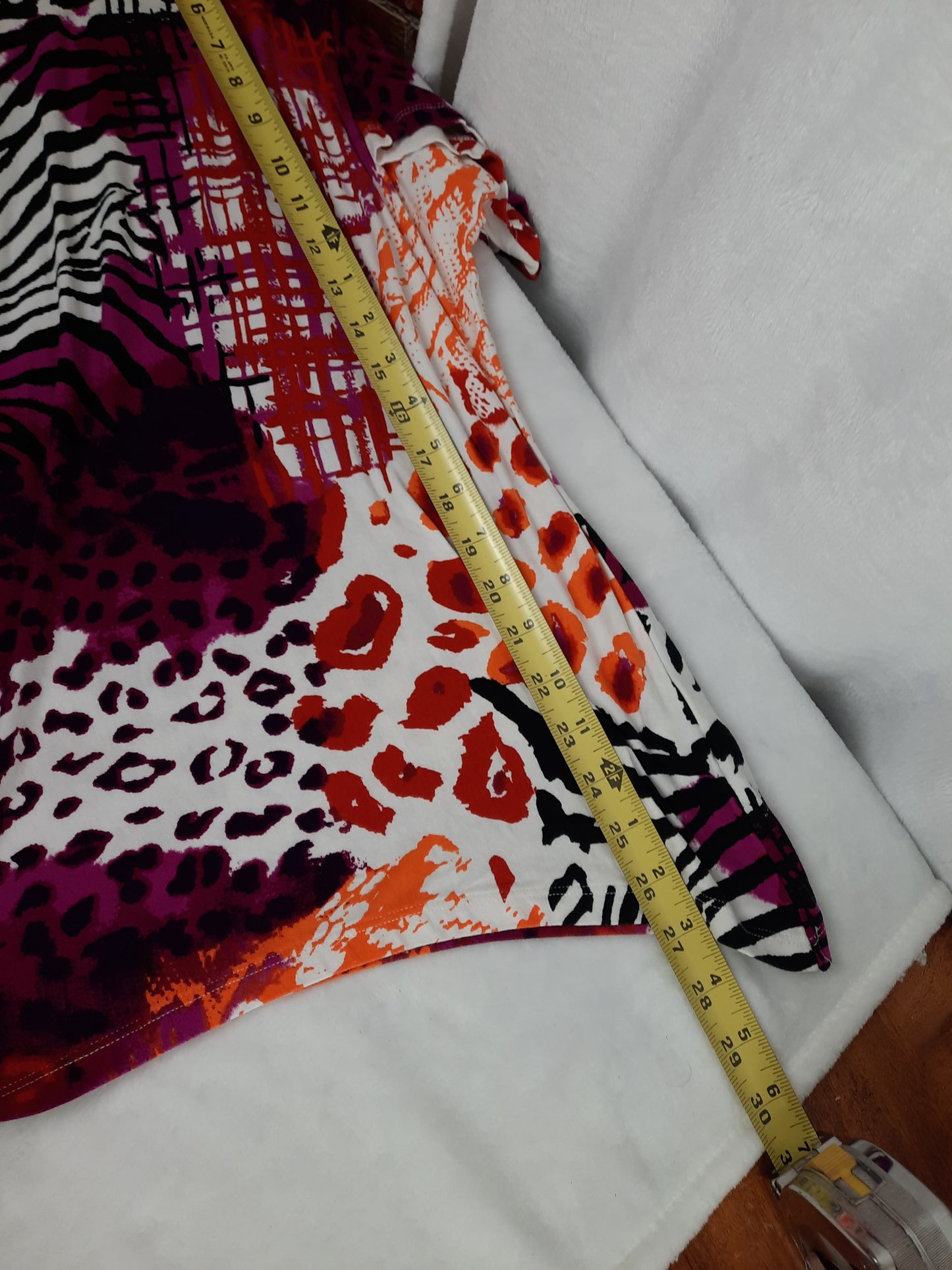 Ruby Rd. Vibrant Purple and Orange Animal Print Top