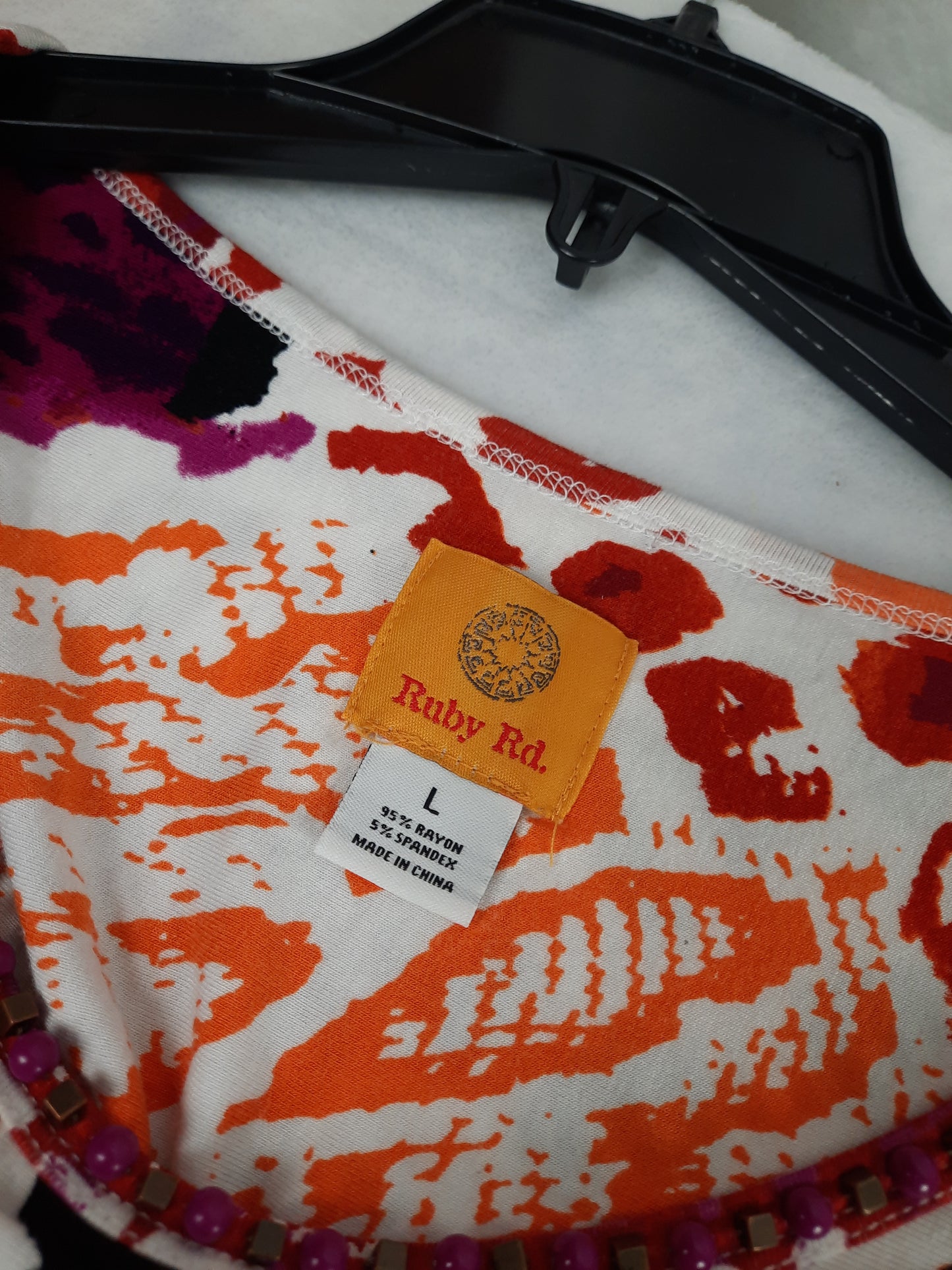 Ruby Rd. Vibrant Purple and Orange Animal Print Top