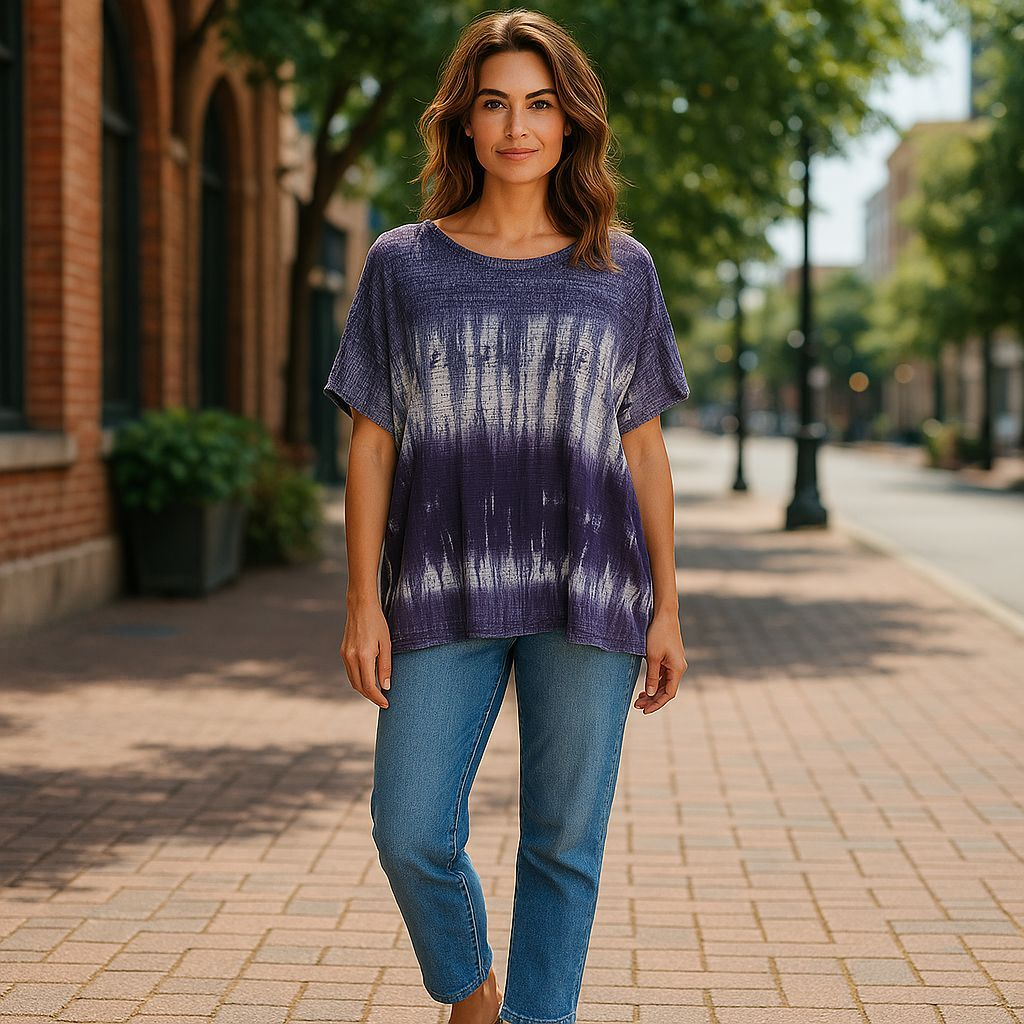 Christopher & Banks Purple Tie-Dye Women's Top