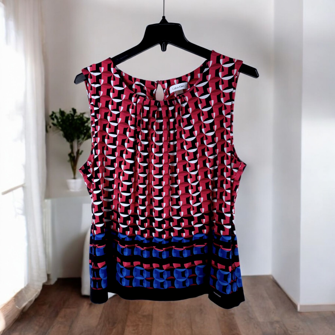 Calvin Klein Sleeveless Geometric Print Top