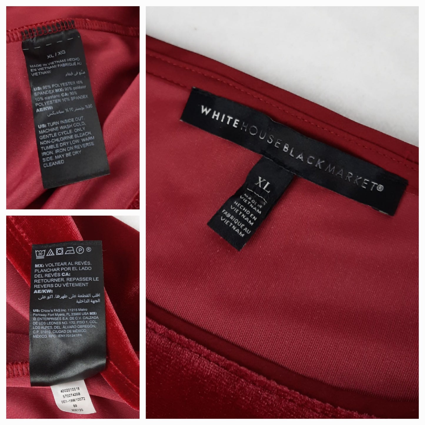 White House Black Market Red Velvet Ladie's Short Sleeve Top