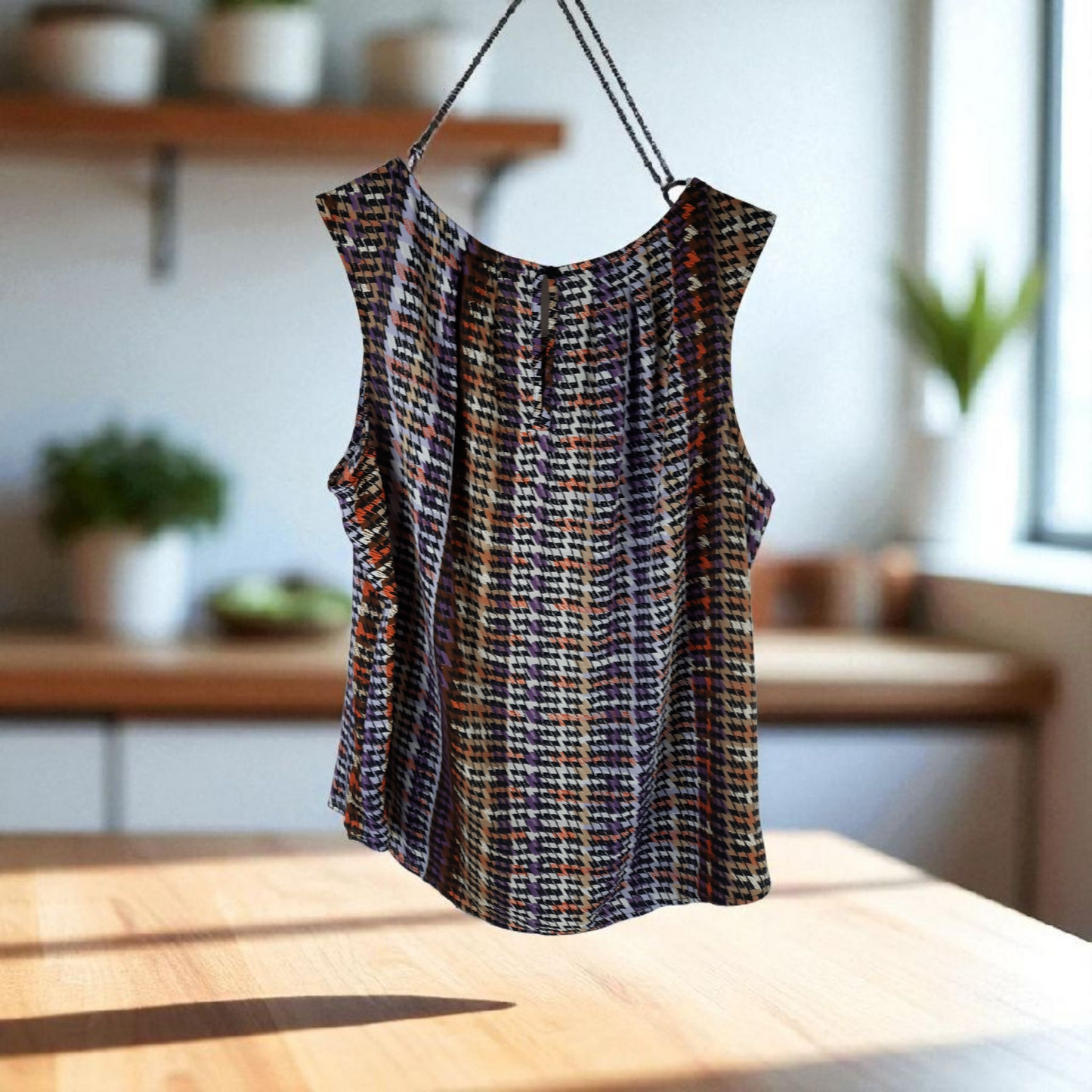 Worthington Sleeveless Top Blouse SizePXXL Multicolor Geometric Print
