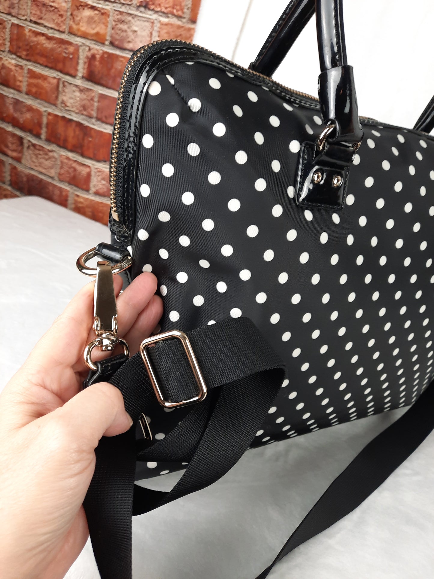 Kate Spade NY Black & White Polka-Dot Laptop Bag