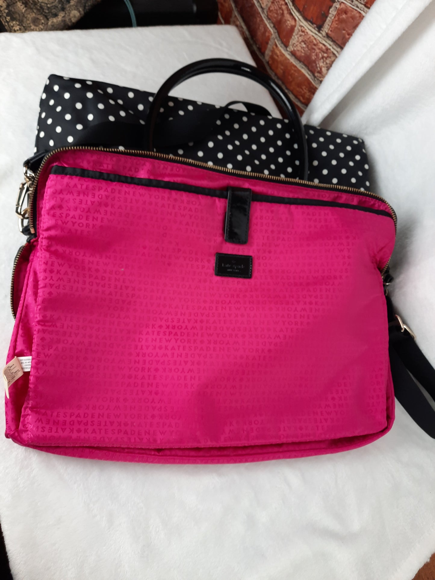 Kate Spade NY Black & White Polka-Dot Laptop Bag