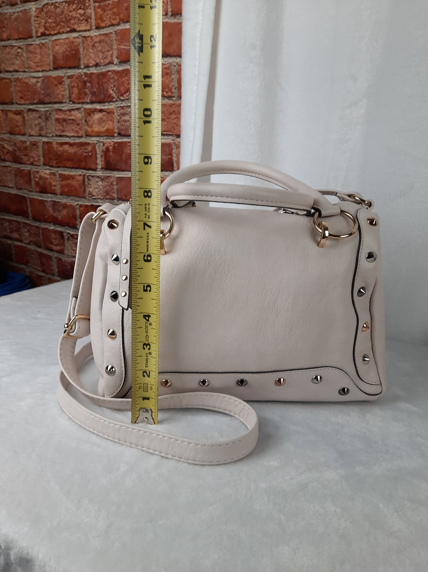 Jessica Simpson White Studded Satchel bag