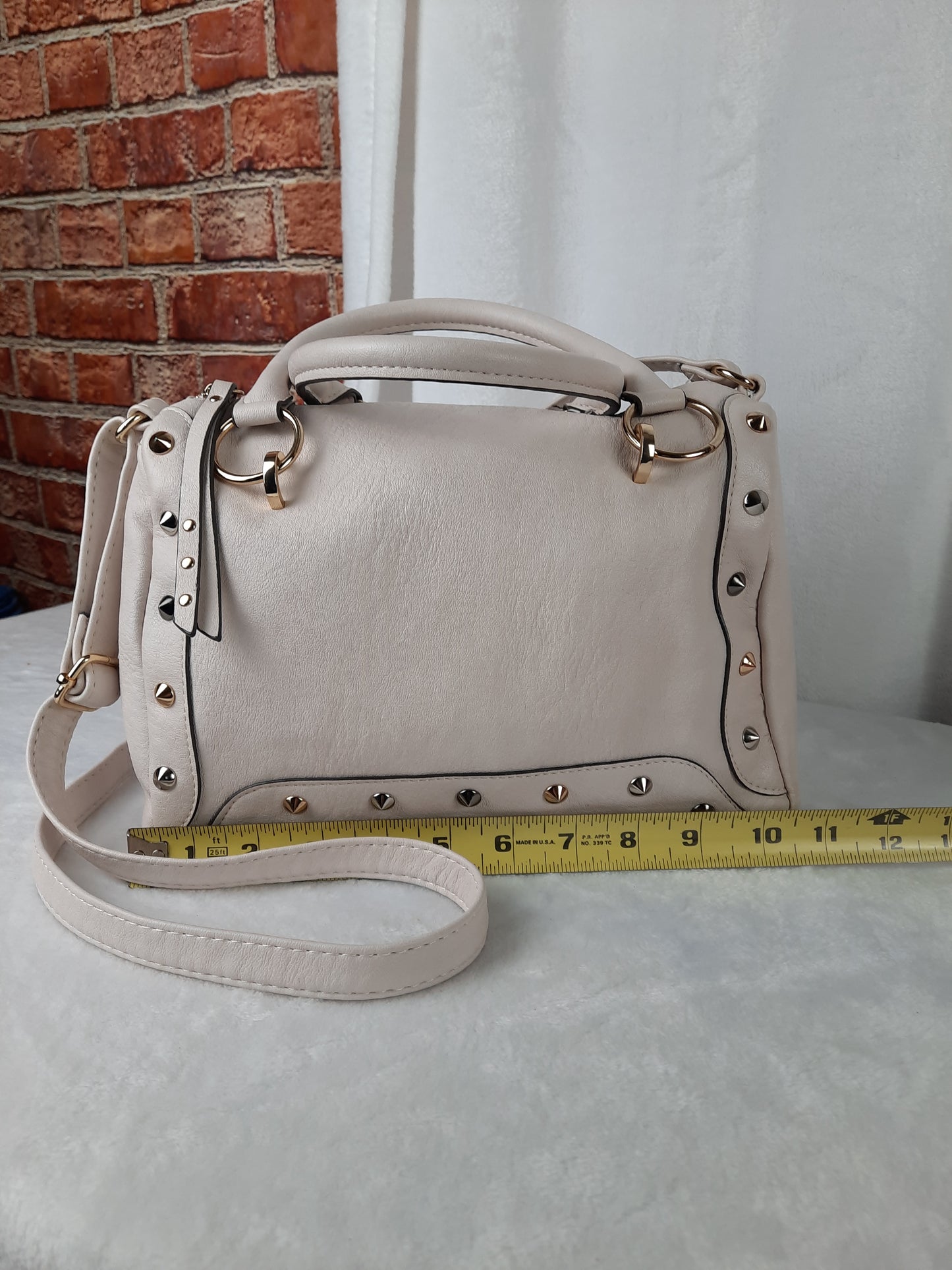 Jessica Simpson White Studded Satchel bag