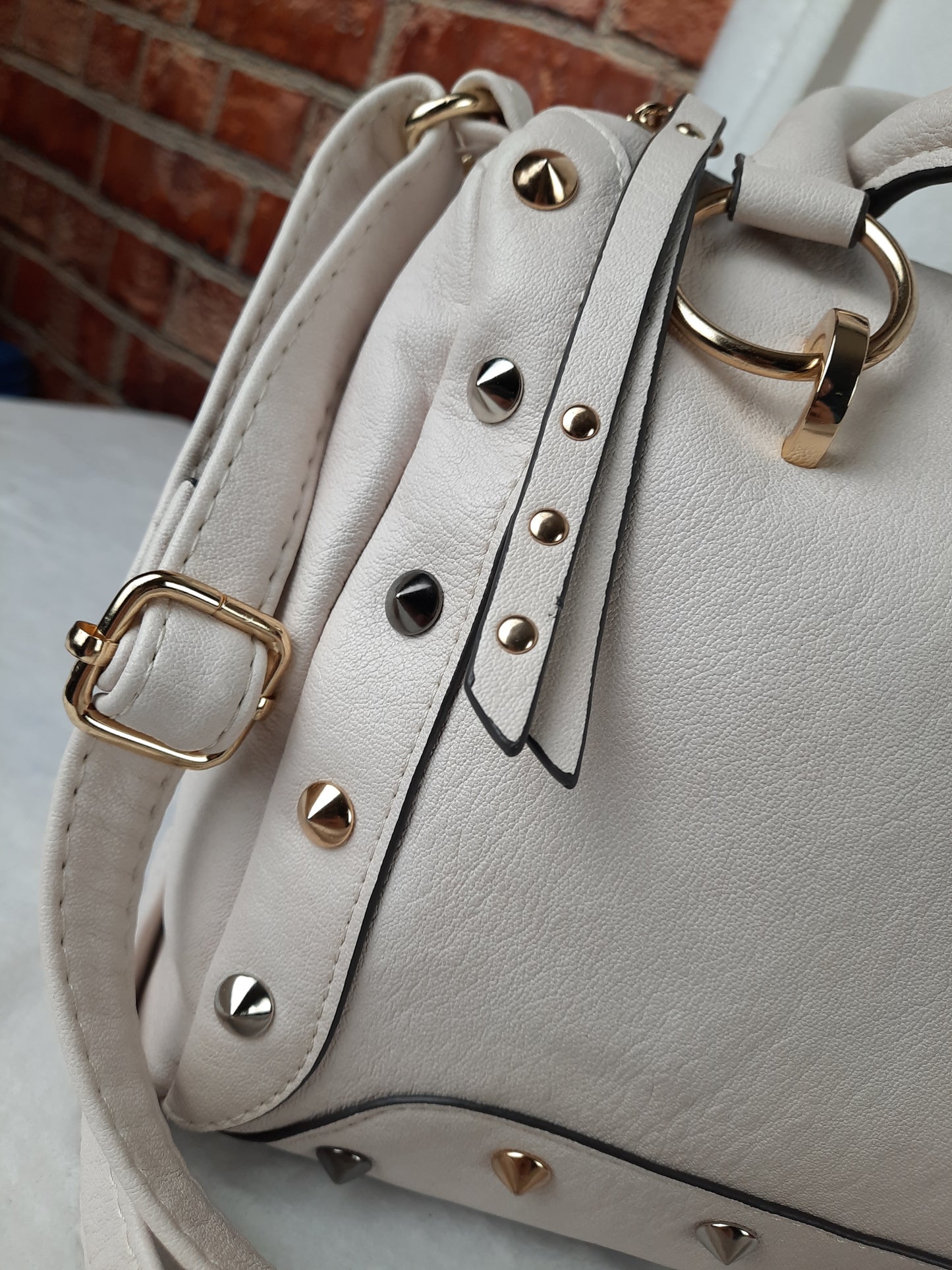 Jessica Simpson White Studded Satchel bag