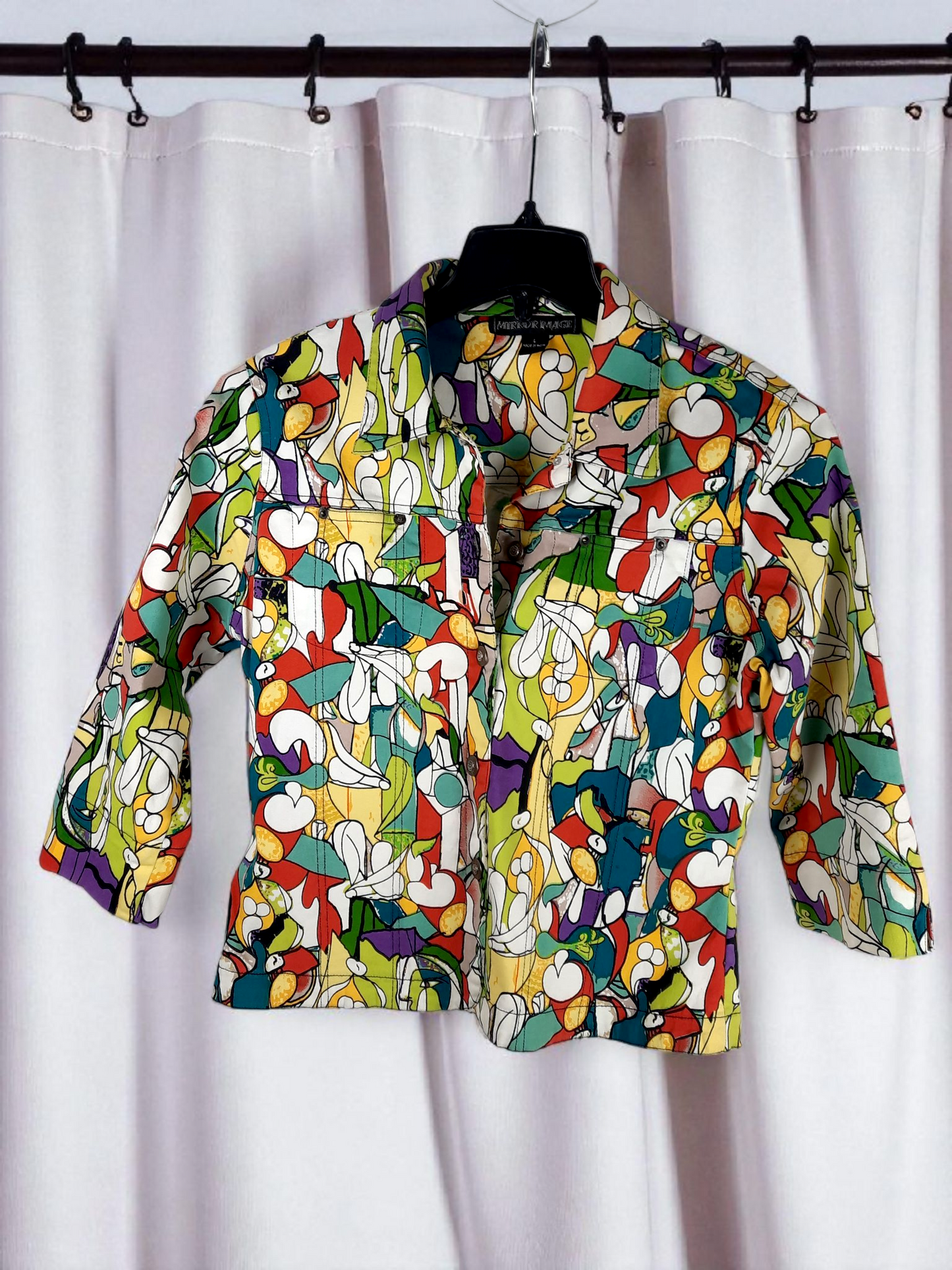 MIRROR IMAGE Retro Pop Art Graphic Print Jacket ~ Size Large