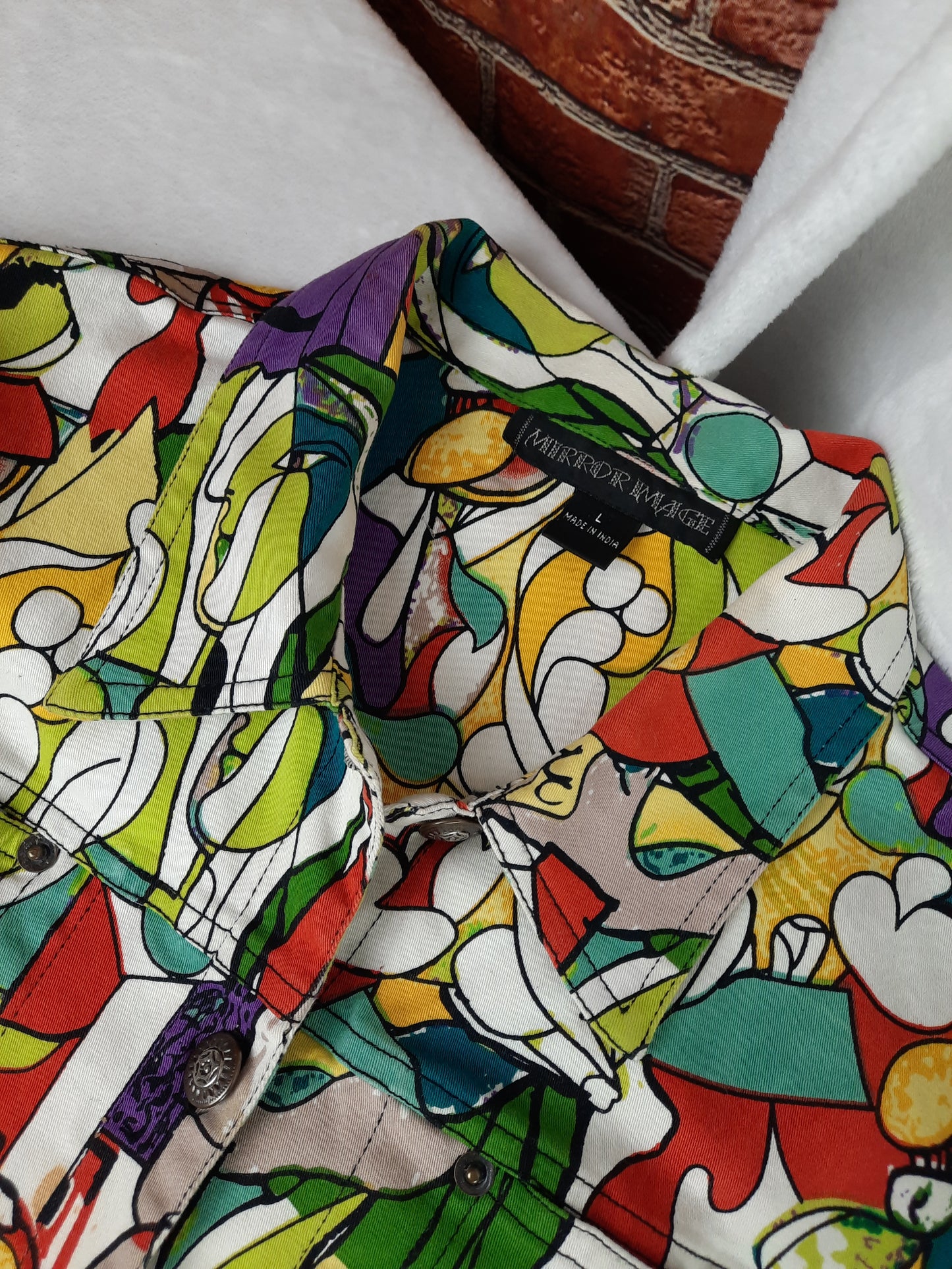 MIRROR IMAGE Retro Pop Art Graphic Print Jacket ~ Size Large