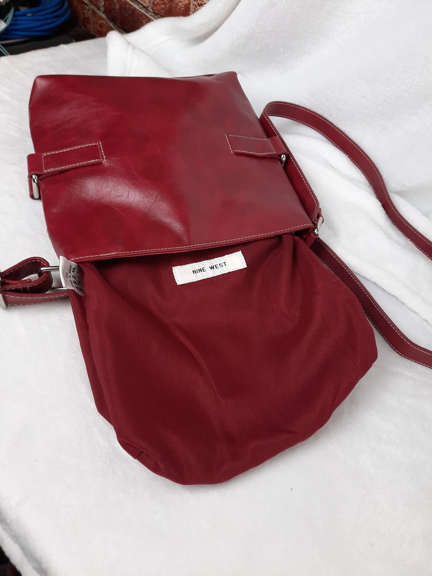 Nine West Red FACTORY DISTRESSED Crossbody NWOT