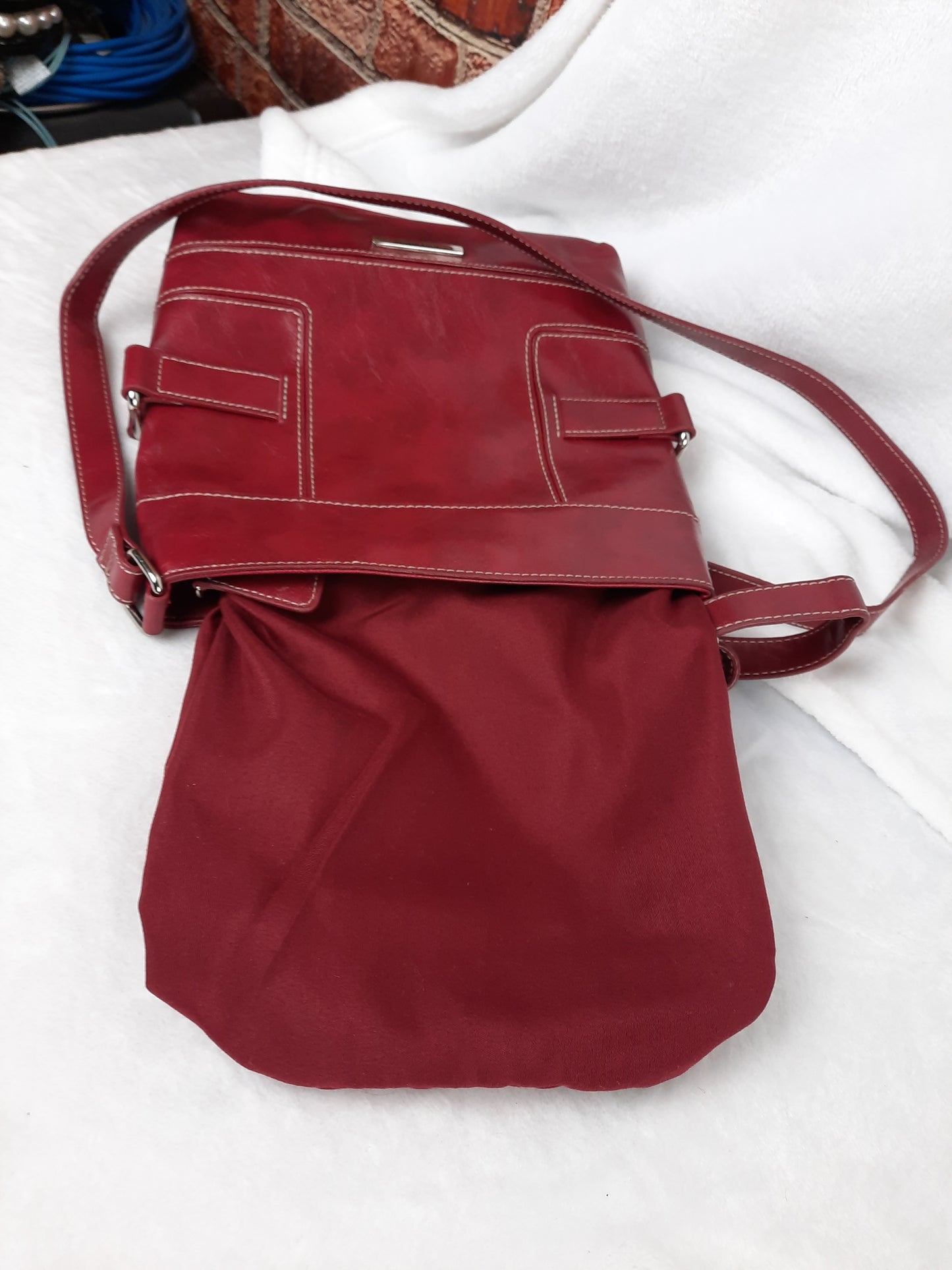 Nine West Red FACTORY DISTRESSED Crossbody NWOT