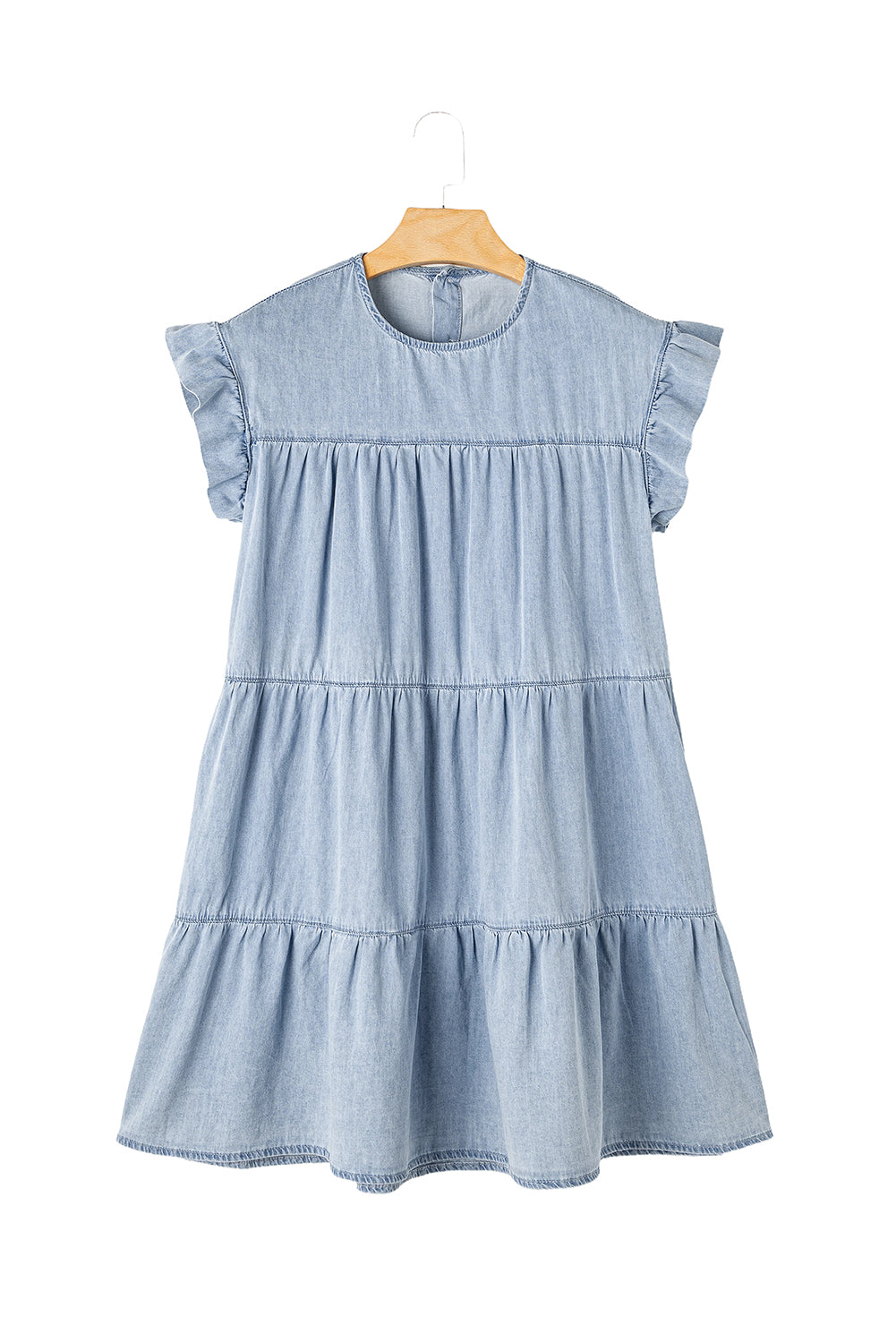 Cap Sleeve Chambray Denim Mini Dress