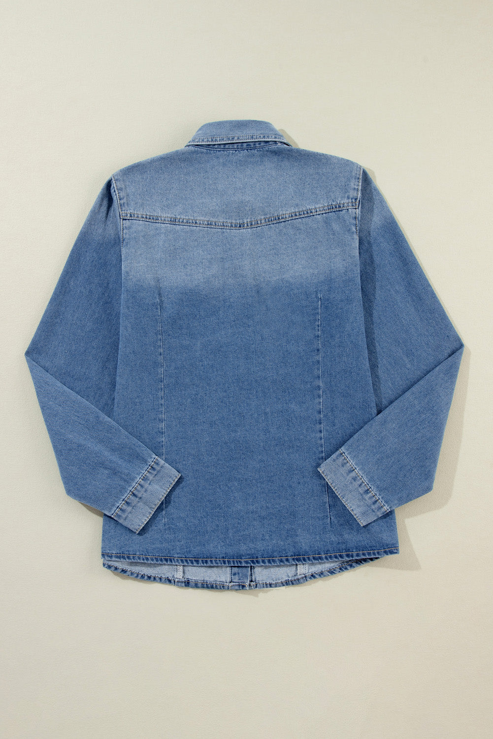 Long Sleeve Button-down Denim Blue Jean Shirt