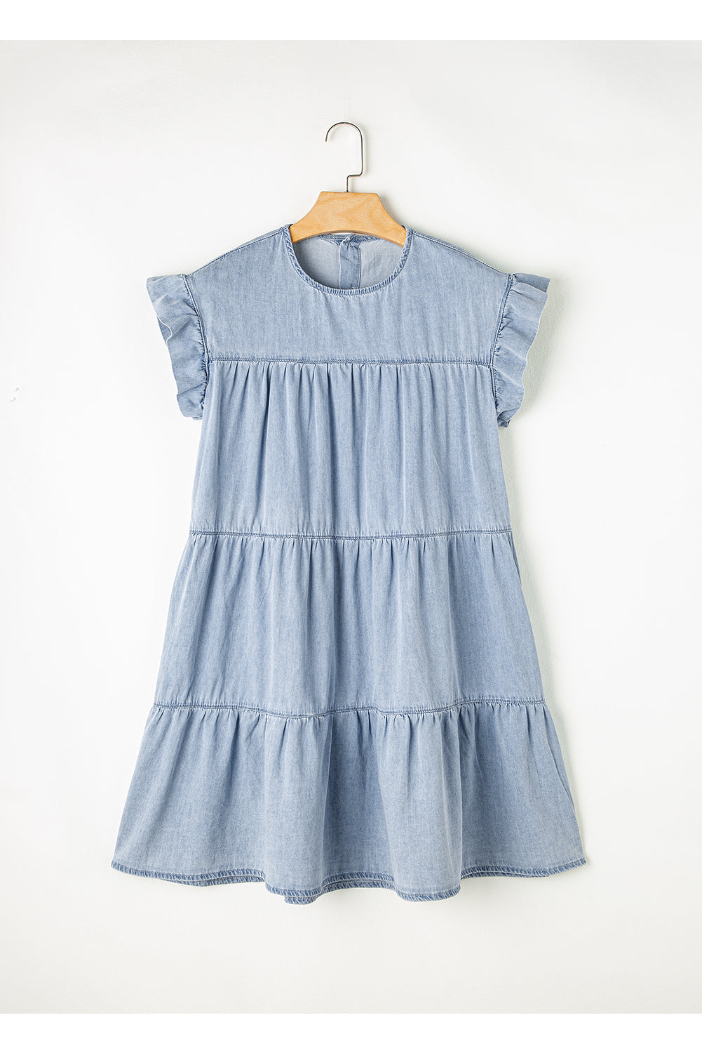 Cap Sleeve Chambray Denim Mini Dress