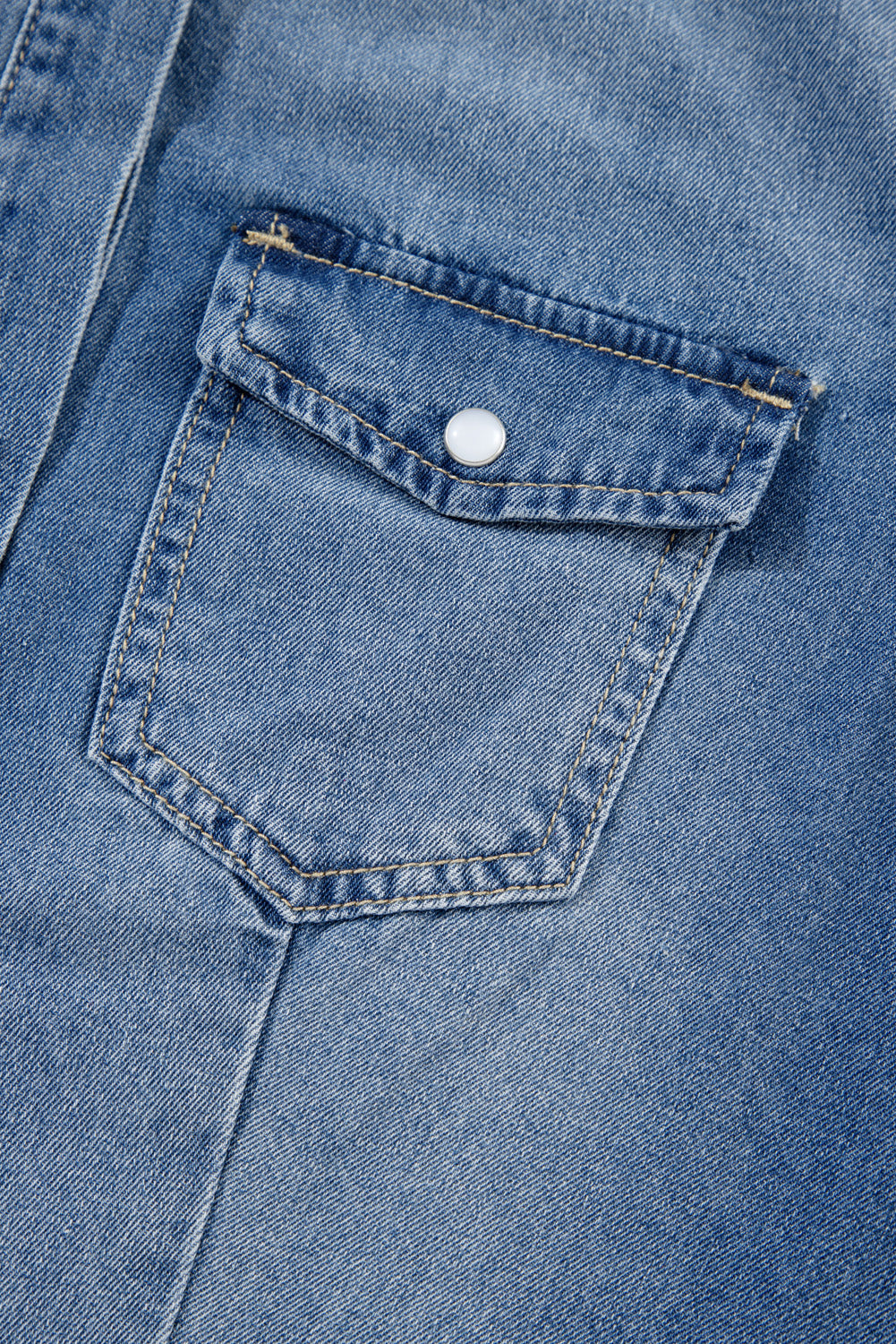 Long Sleeve Button-down Denim Blue Jean Shirt