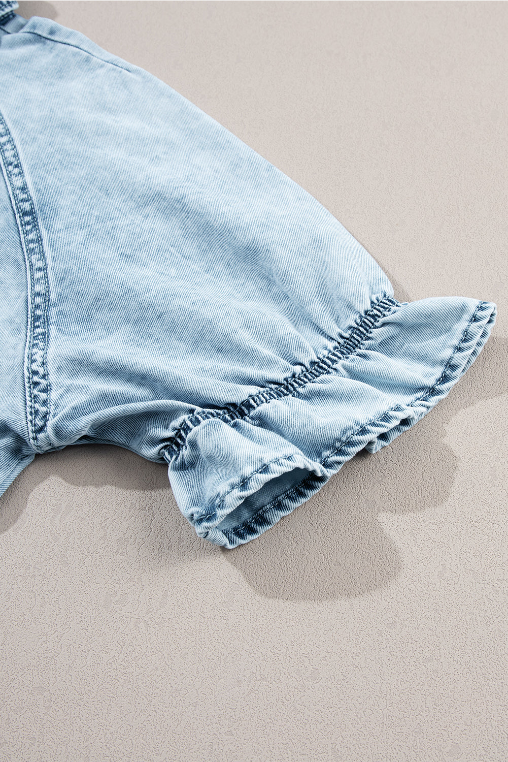 Short Sleeve Button-Down Denim Blue Jean Mini Dress