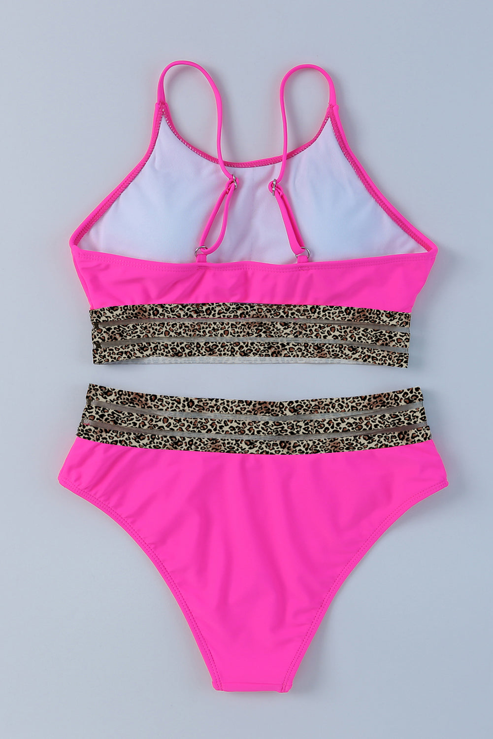 Two-piece Pink and Leopard Bikini Swimsuit