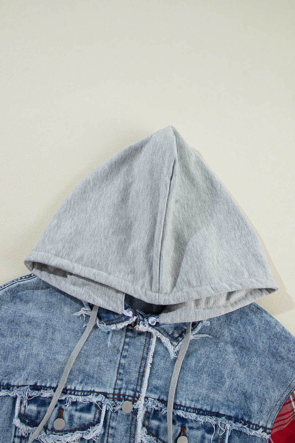 Long Sleeve Denim and Flannel Button-down Jacket