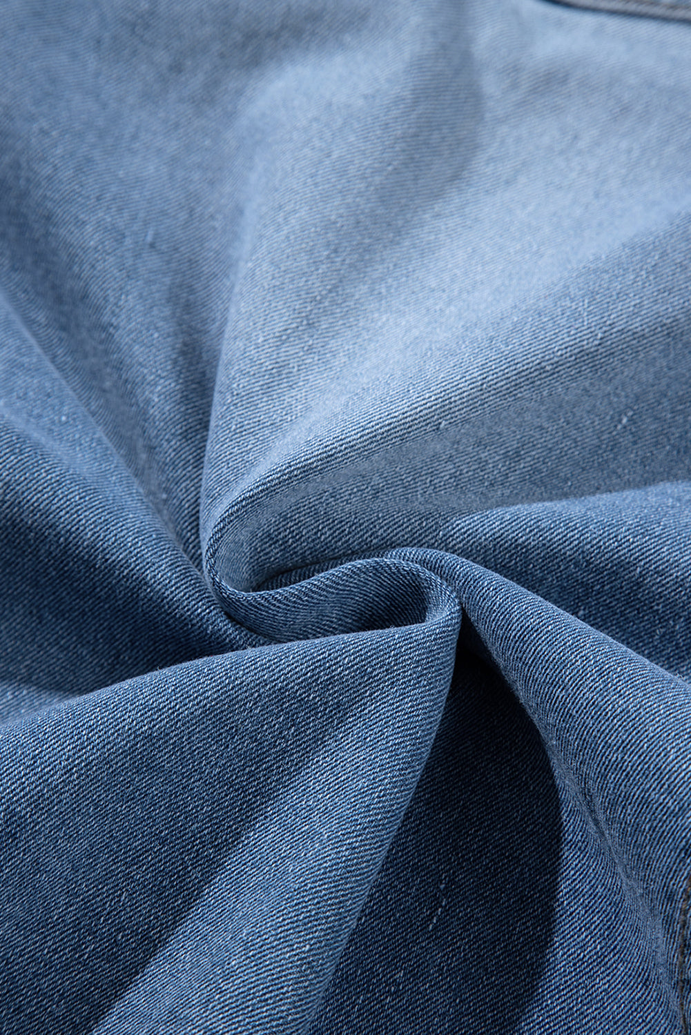 High Rise Denim Blue Jean Midi Skirt