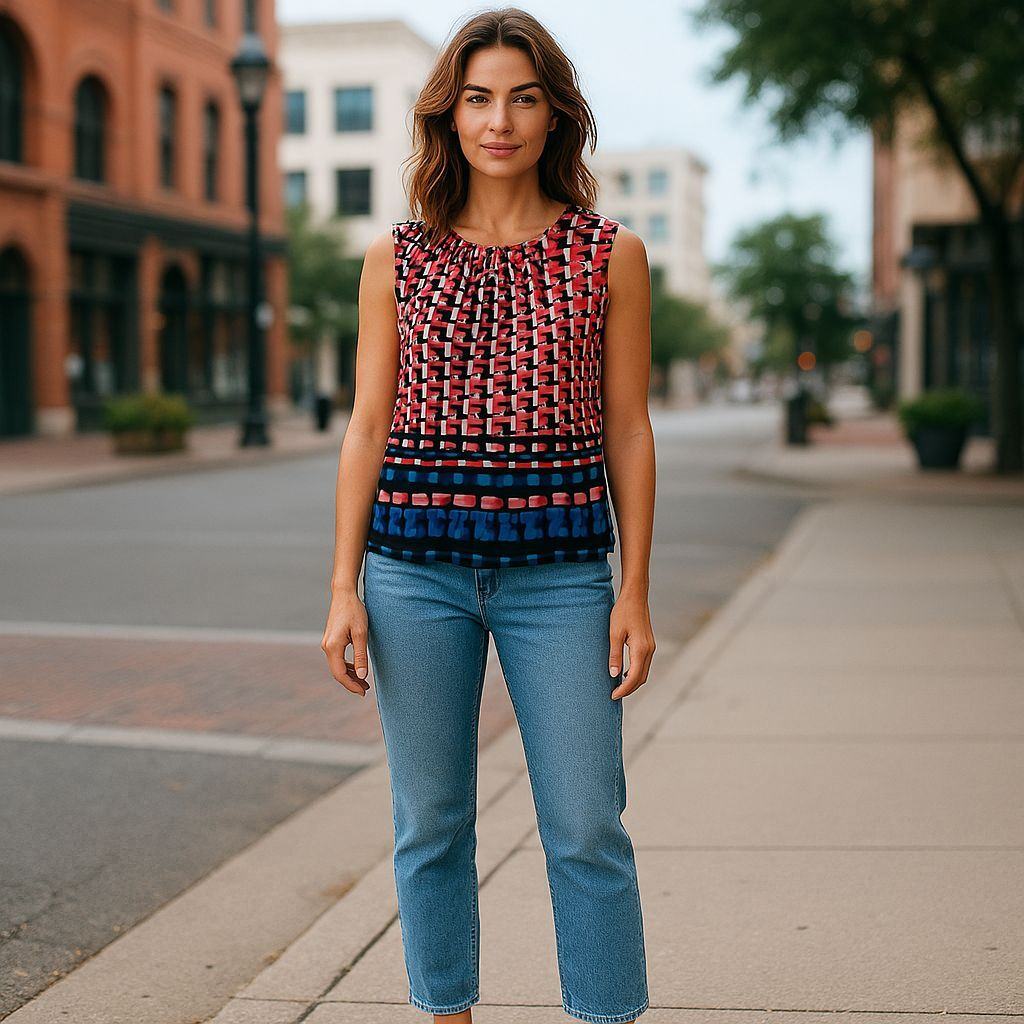 Calvin Klein Sleeveless Geometric Print Top