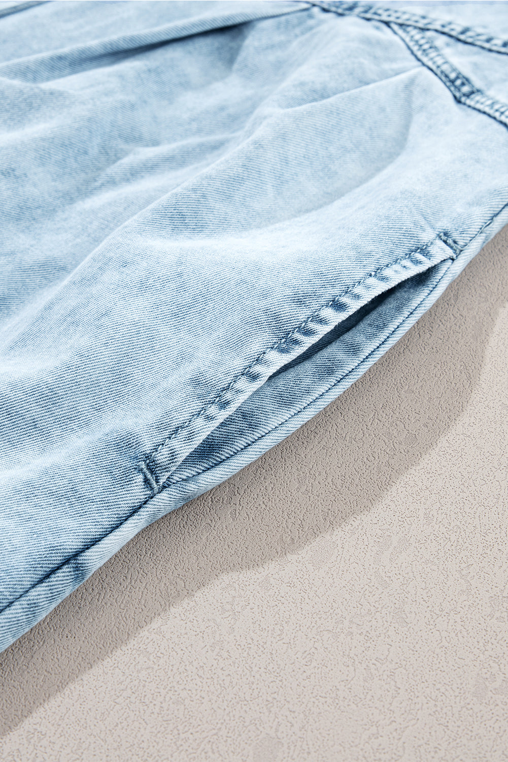 Short Sleeve Button-Down Denim Blue Jean Mini Dress