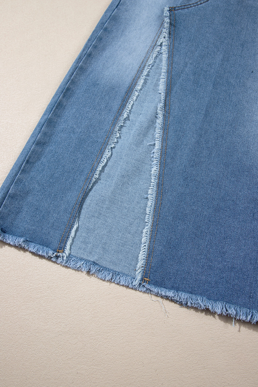 High Rise Denim Blue Jean Midi Skirt