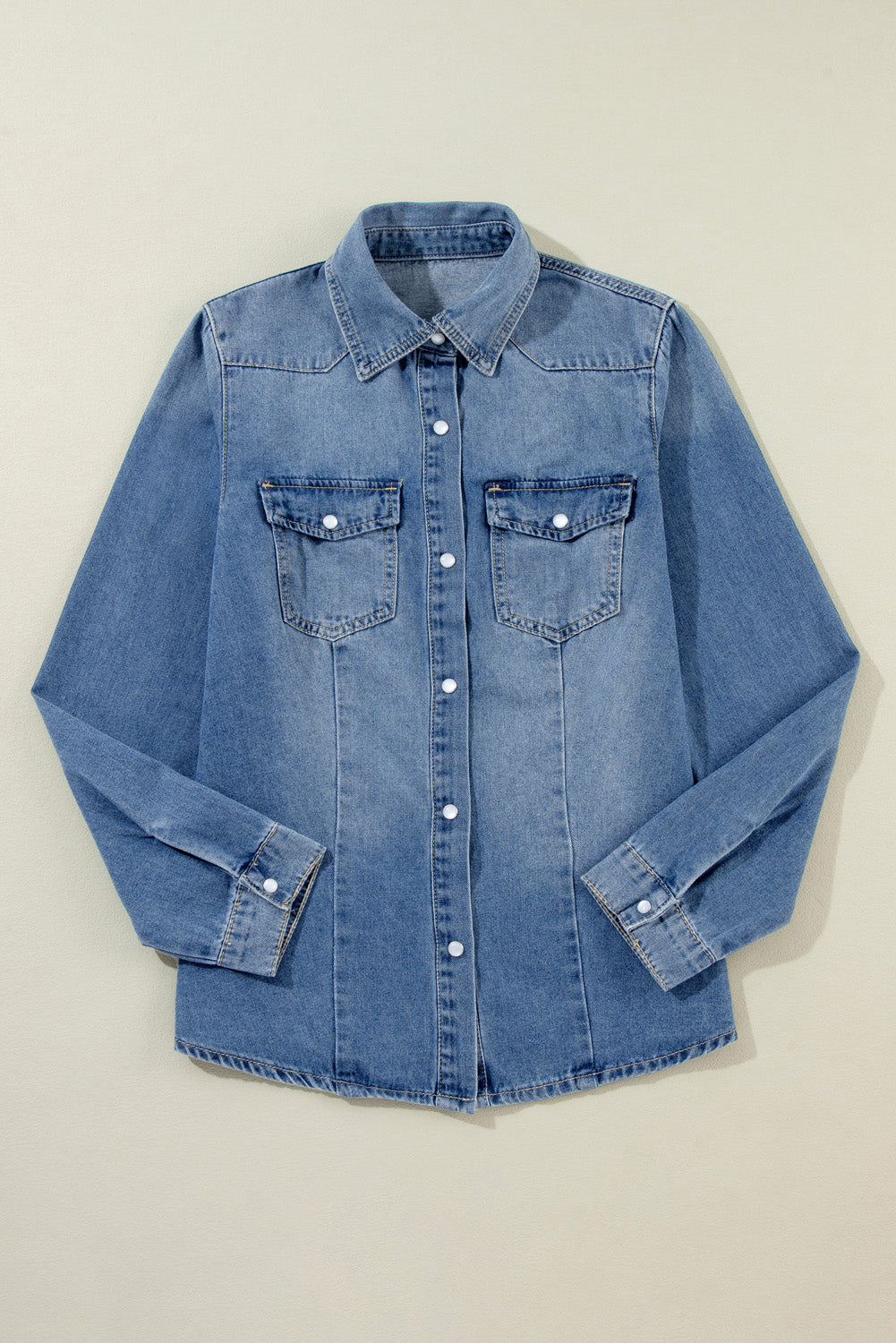 Long Sleeve Button-down Denim Blue Jean Shirt