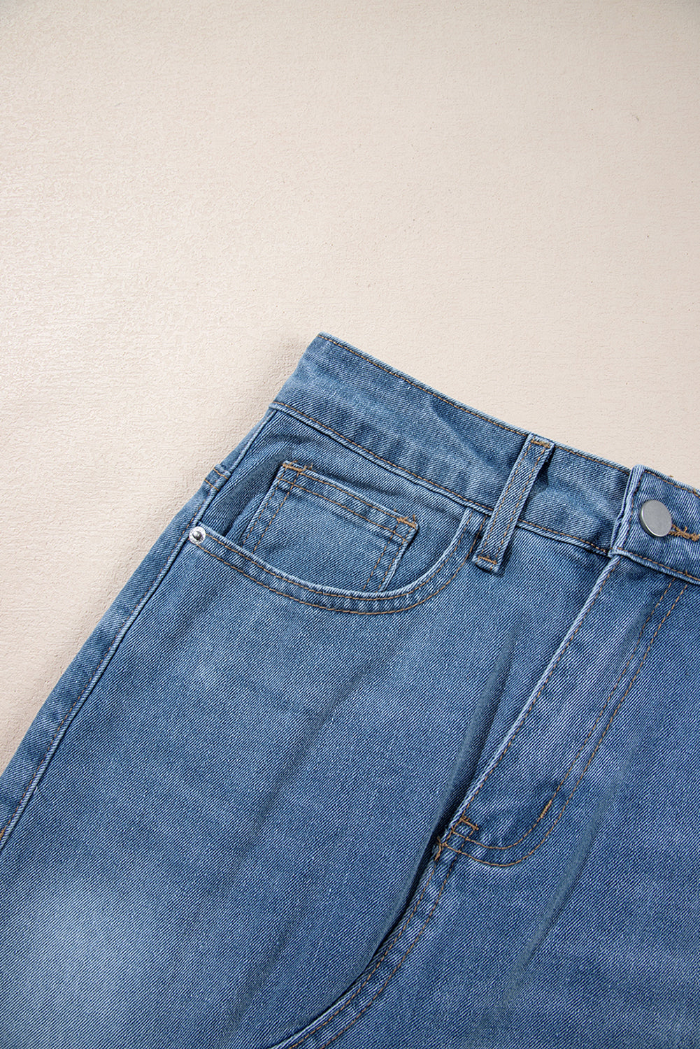 High Rise Denim Blue Jean Midi Skirt