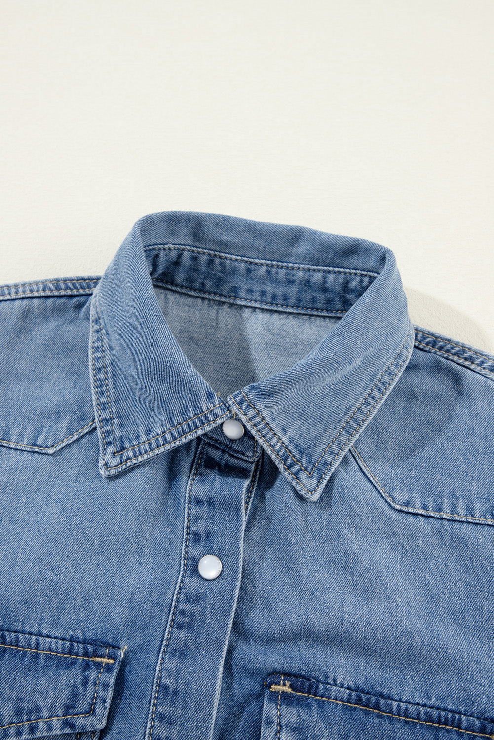 Long Sleeve Button-down Denim Blue Jean Shirt