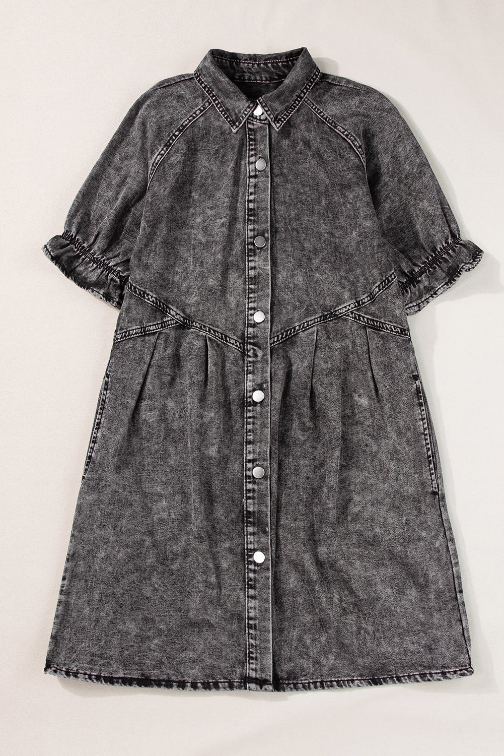 1/2 Sleeve Button-down Denim Jean Dress