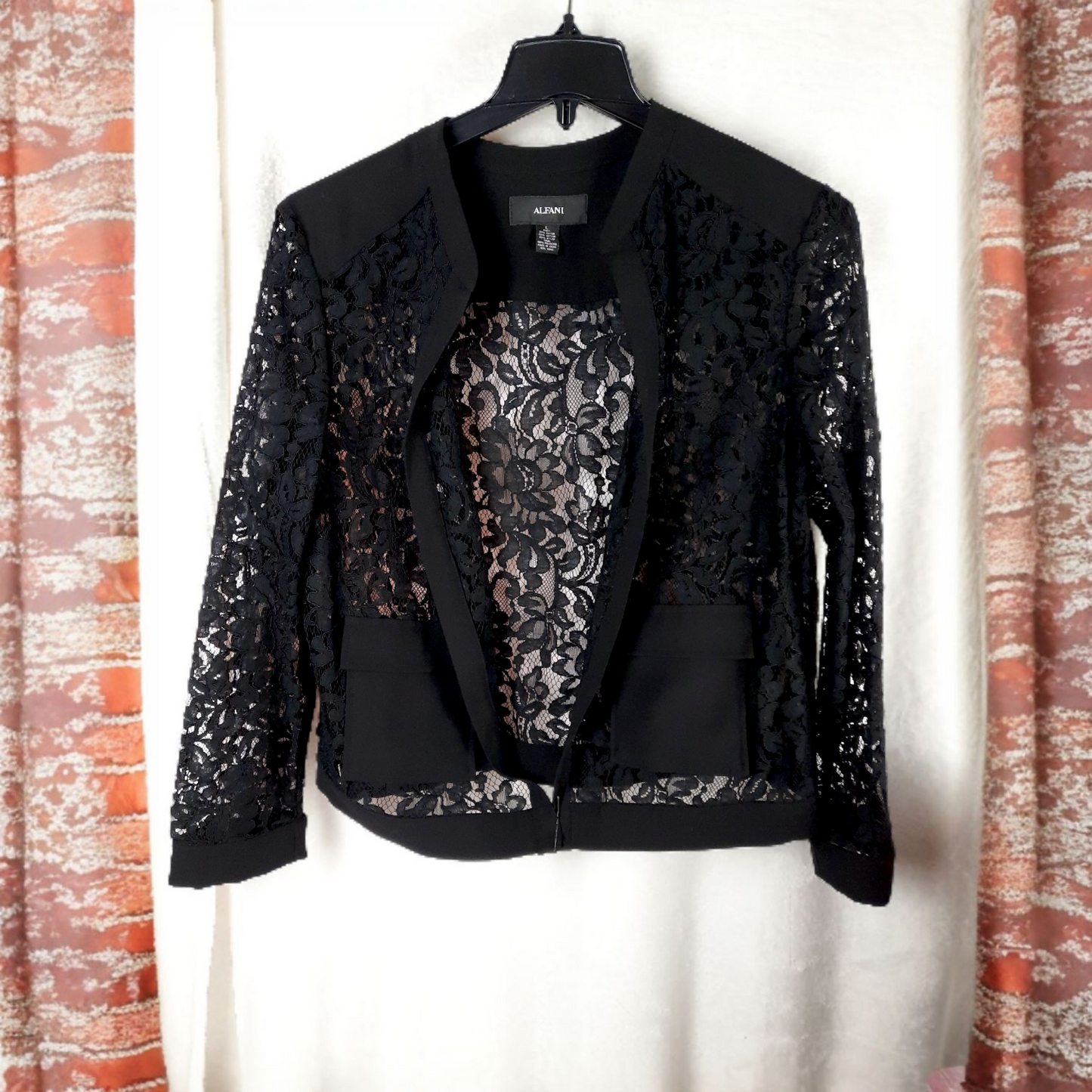 Alfani Allover Lace Shrug Open Front Jacket Size L