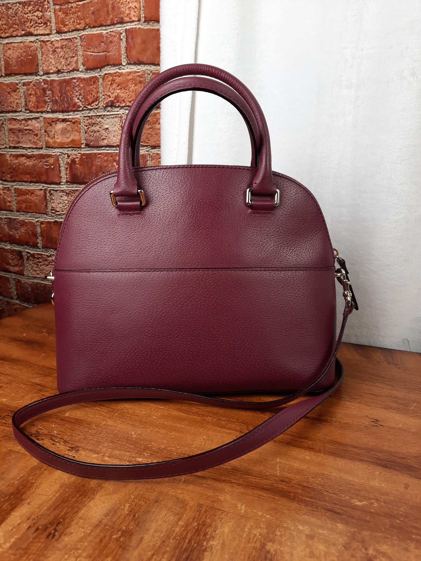 Kate Spade Grove Street Carli Plum Genuine Leather Dome Satchel Bag