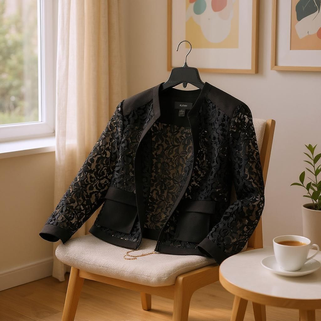 Alfani Allover Lace Shrug Open Front Jacket Size L