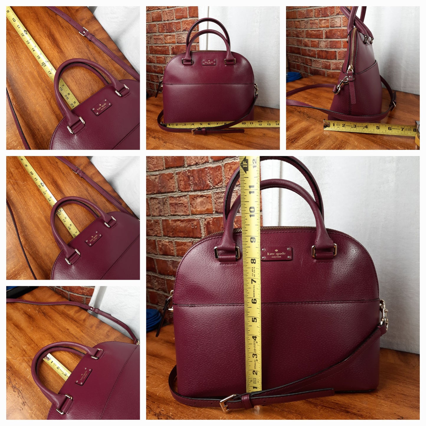 Kate Spade Grove Street Carli Plum Genuine Leather Dome Satchel Bag