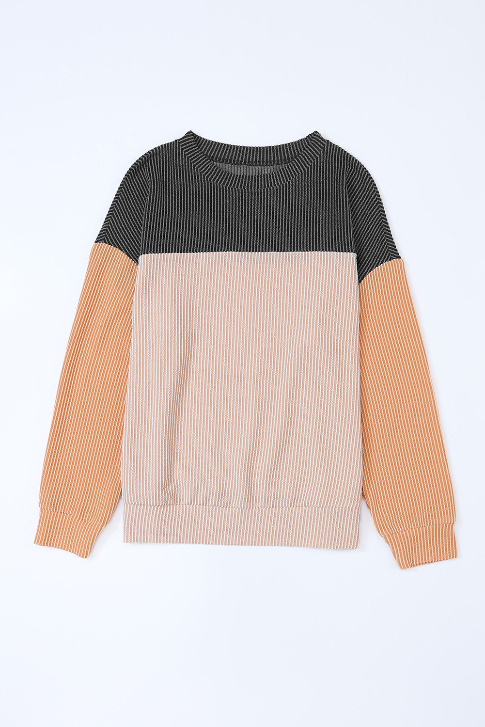 Long Sleeve Crew Neck Colorblock Sweater