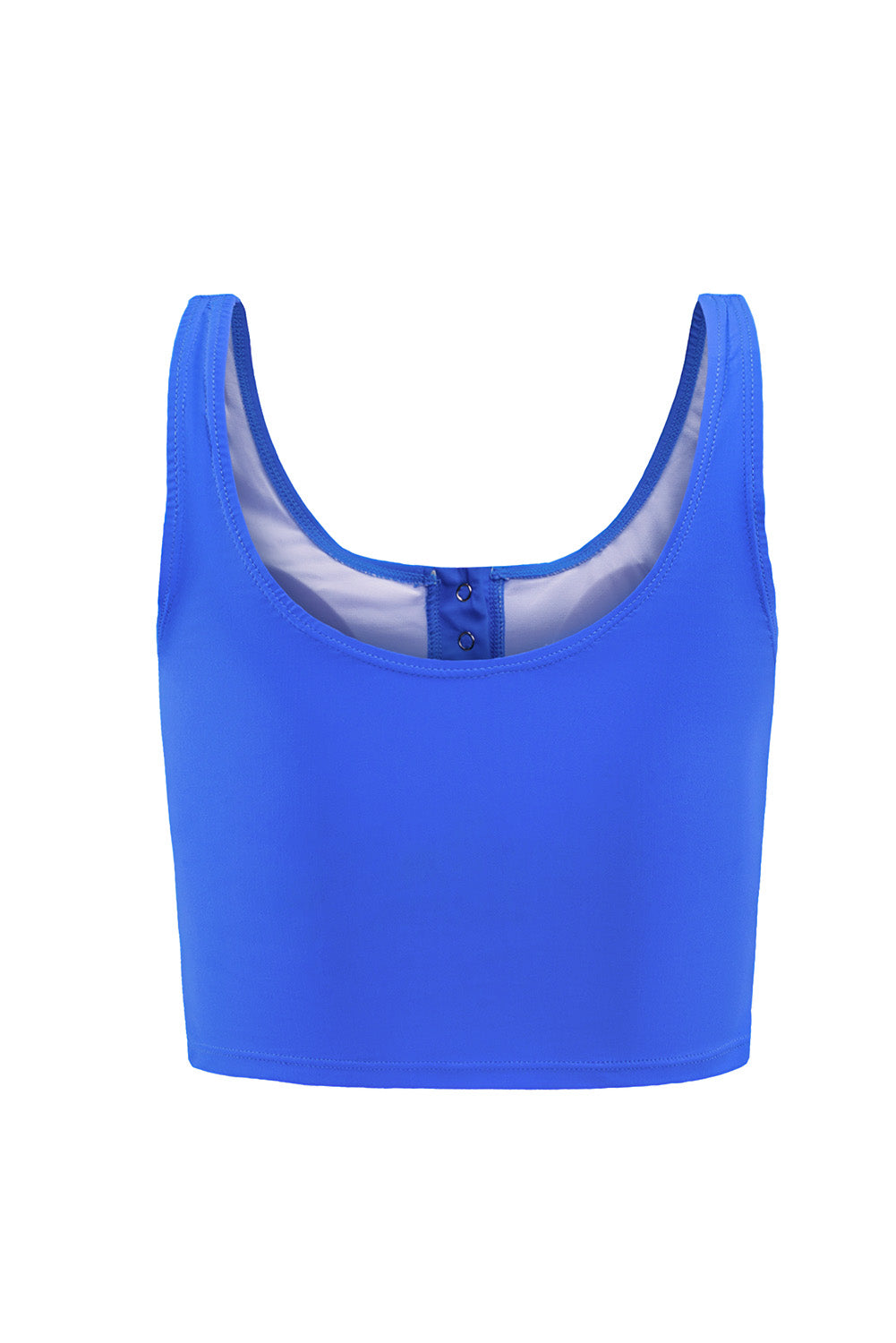 Two-piece Solid Top Blue Tankini Swimsuit