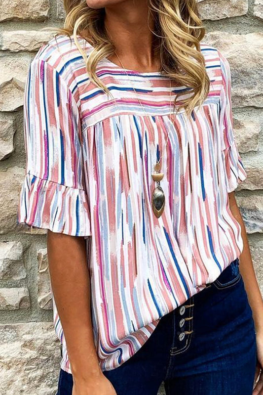 Short Sleeve Abstract Print Top