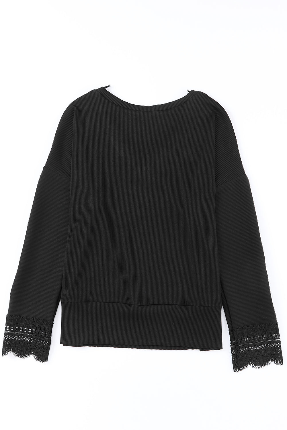 Long sleeve V-neck Ribbed Lacey Sweater