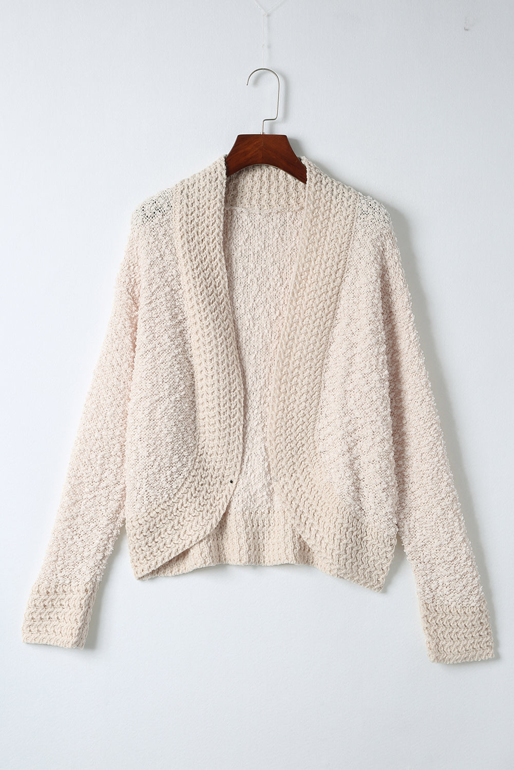 Long Sleeve Open Front Textured Cardigan Sweater Off White