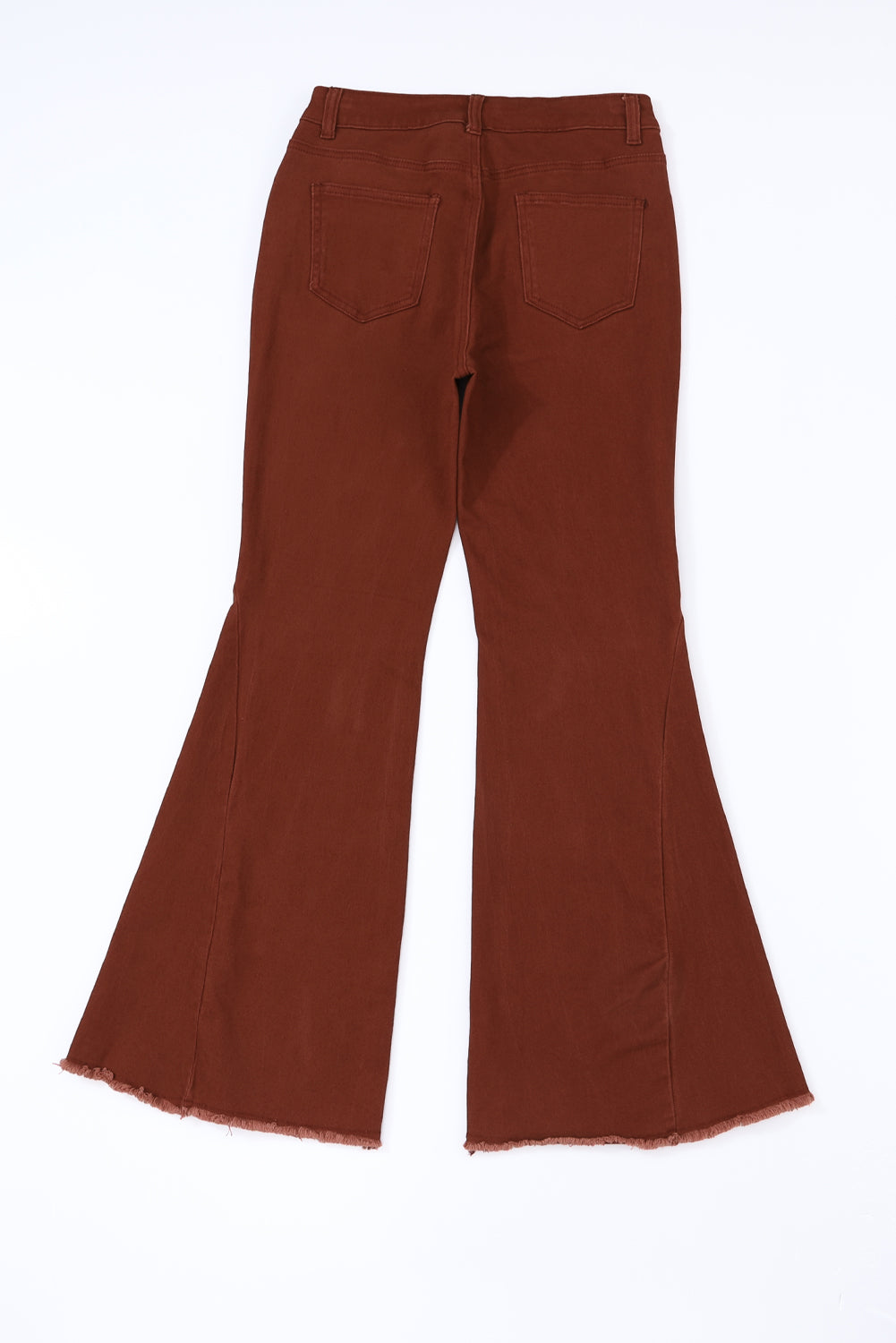 Mid-Rise Raw Hem Flare Jeans