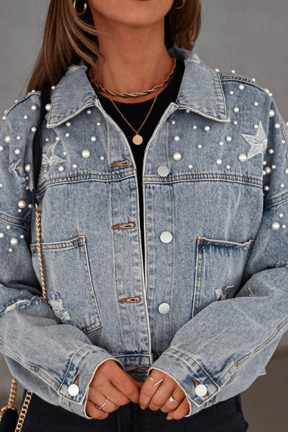 Long Sleeve Button-down Denim Blue Jean Jacket