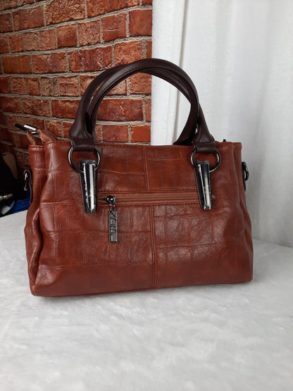 Xidibaoluo Brown Vegan Leather Bag With Crossbody Strap