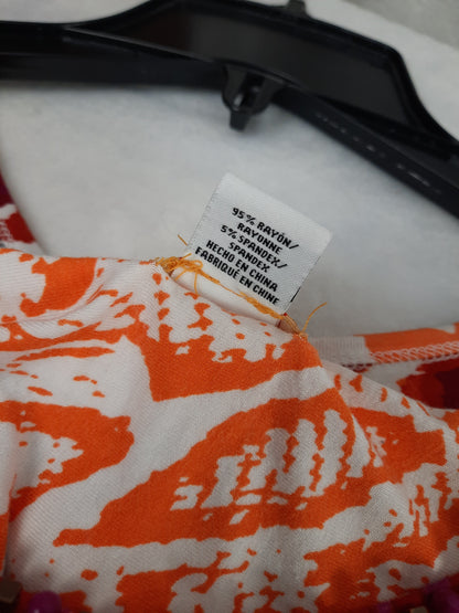 Ruby Rd. Vibrant Purple and Orange Animal Print Top