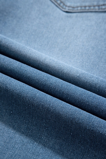 High Rise Denim Blue Jean Midi Skirt