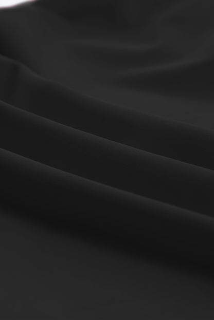 Sleeveless Black Solid Square Neck Tankini Swimsuit