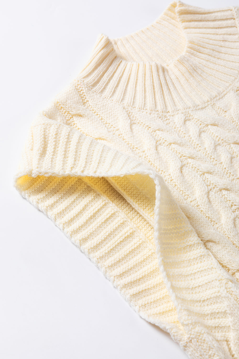 Cap Sleeve Off White Cable Knit Sweater